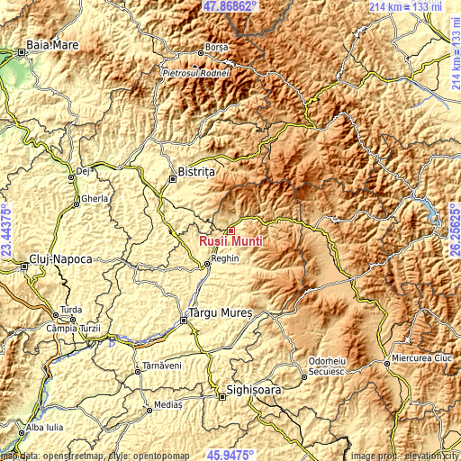 Topographic map of Ruşii Munţi