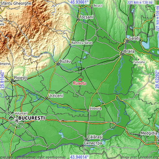 Topographic map of Ruşeţu