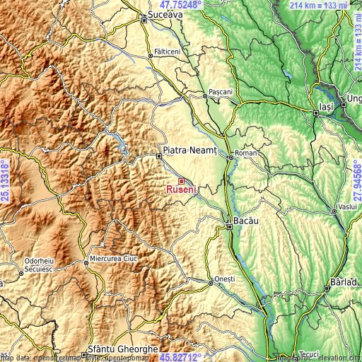 Topographic map of Ruseni