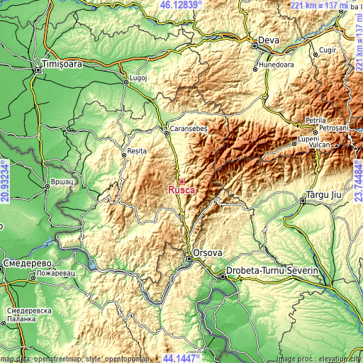 Topographic map of Rusca