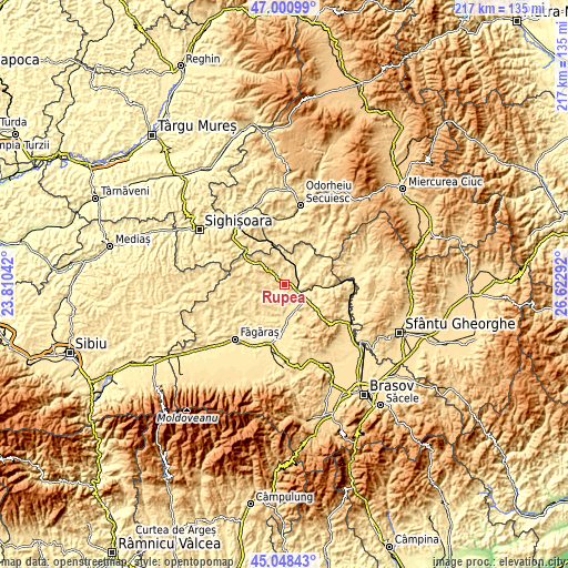 Topographic map of Rupea