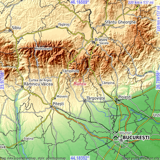 Topographic map of Runcu