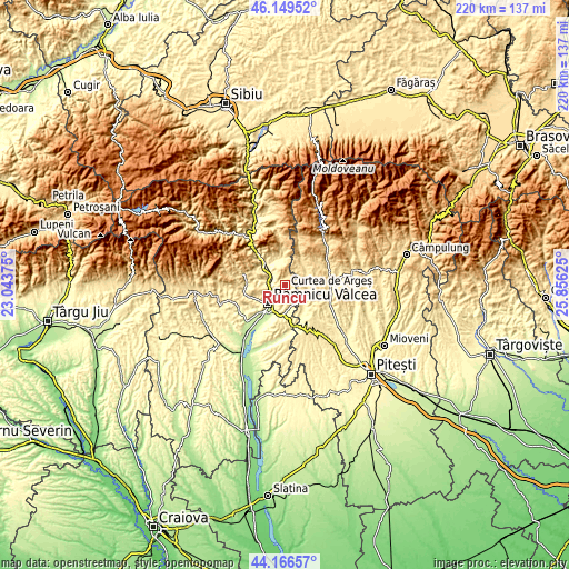 Topographic map of Runcu