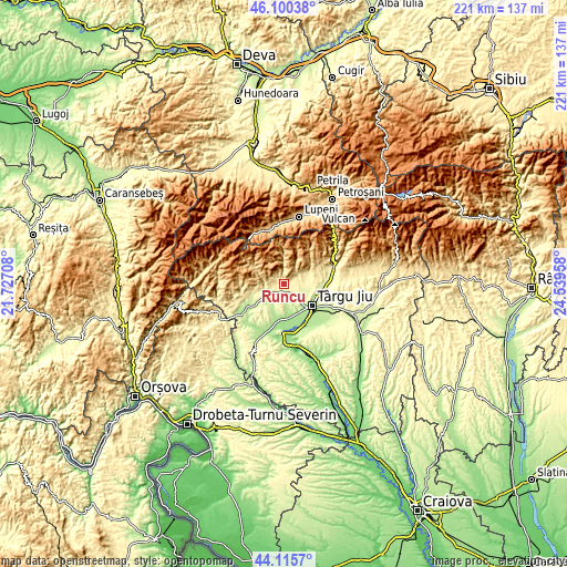 Topographic map of Runcu