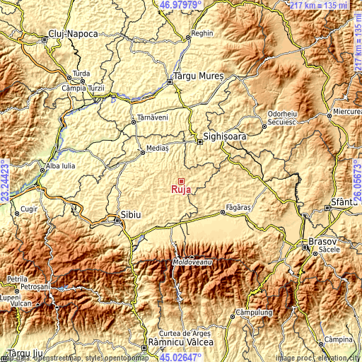 Topographic map of Ruja