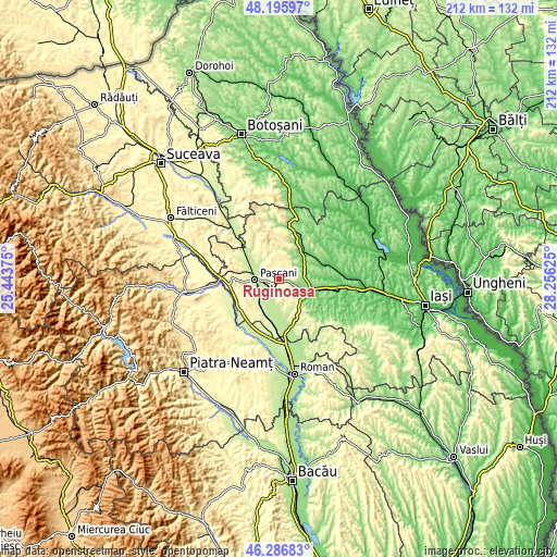 Topographic map of Ruginoasa