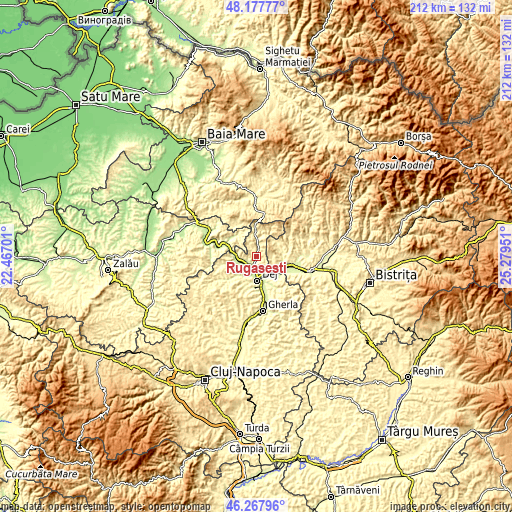 Topographic map of Rugășești