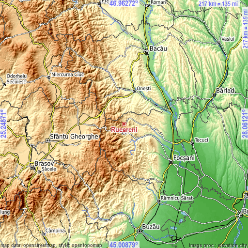 Topographic map of Rucăreni