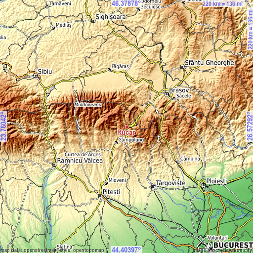 Topographic map of Rucăr