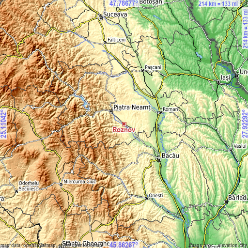 Topographic map of Roznov