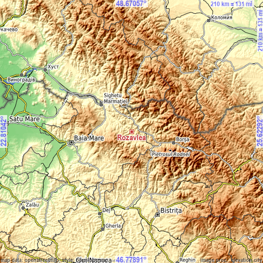 Topographic map of Rozavlea
