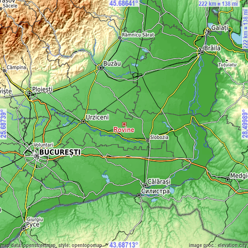 Topographic map of Rovine