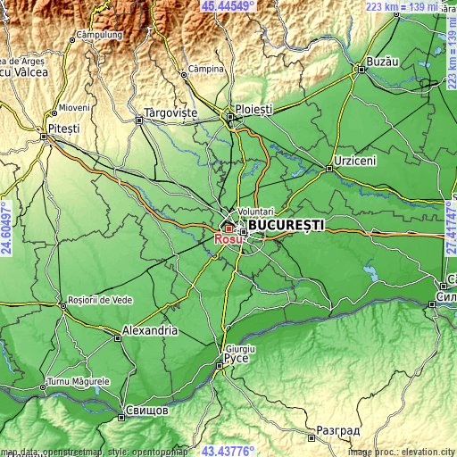 Topographic map of Roșu