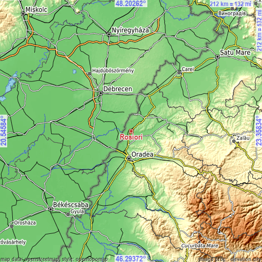 Topographic map of Roșiori