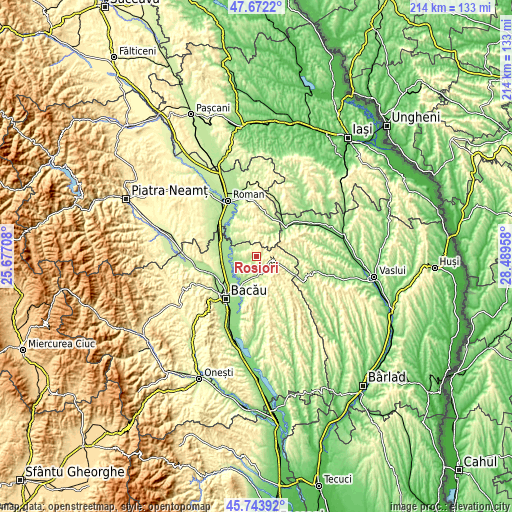 Topographic map of Roşiori