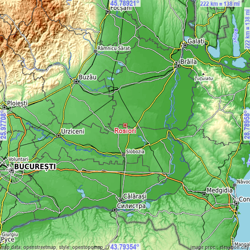 Topographic map of Roşiori