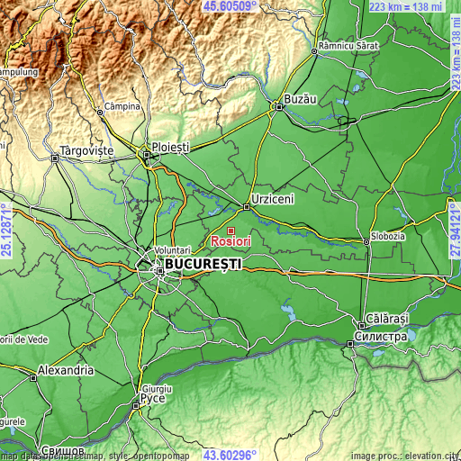 Topographic map of Roșiori