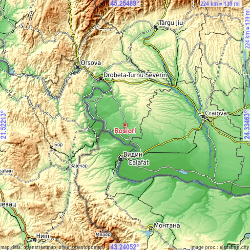 Topographic map of Roșiori