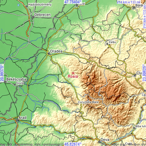 Topographic map of Roşia