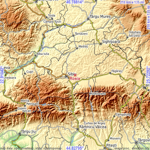 Topographic map of Roşia