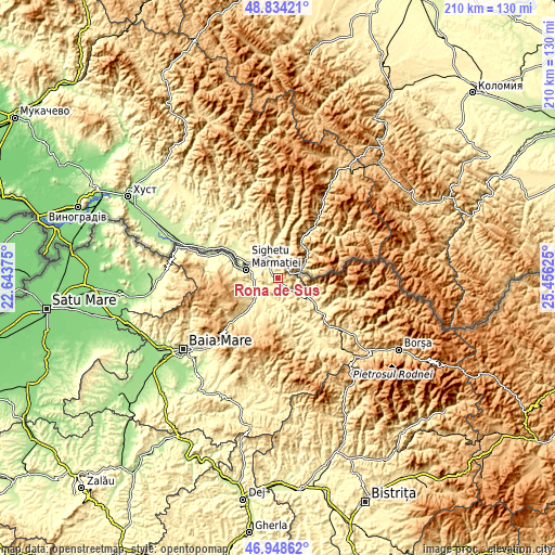 Topographic map of Rona de Sus