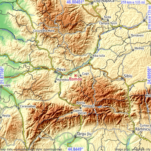 Topographic map of Romos