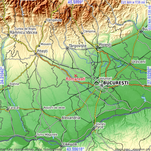 Topographic map of Românești