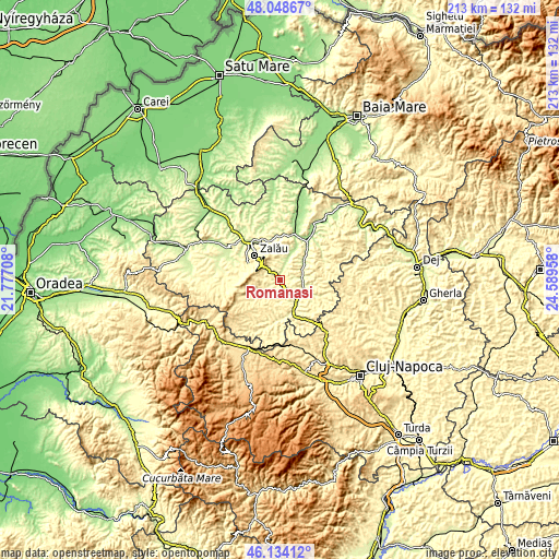 Topographic map of Românaşi