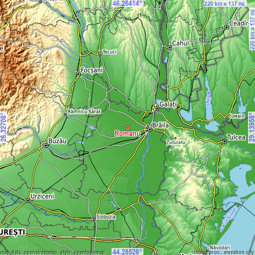 Topographic map of Romanu