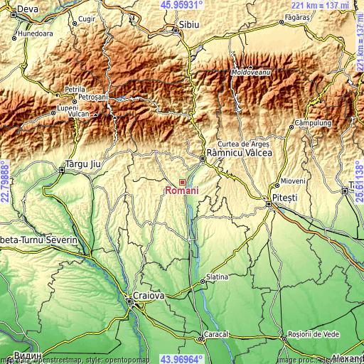 Topographic map of Români