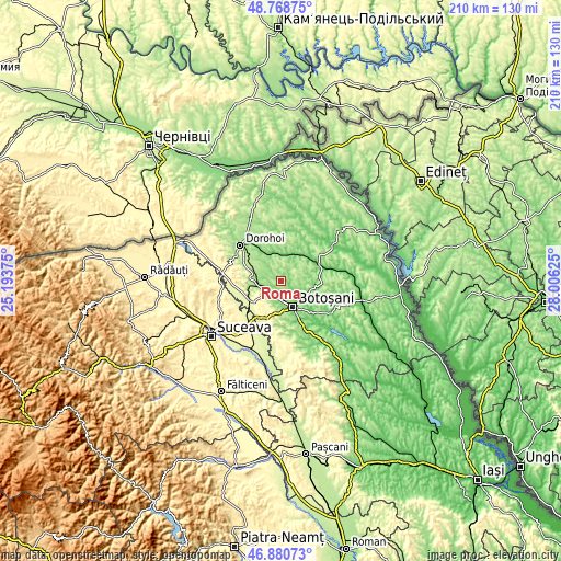 Topographic map of Roma