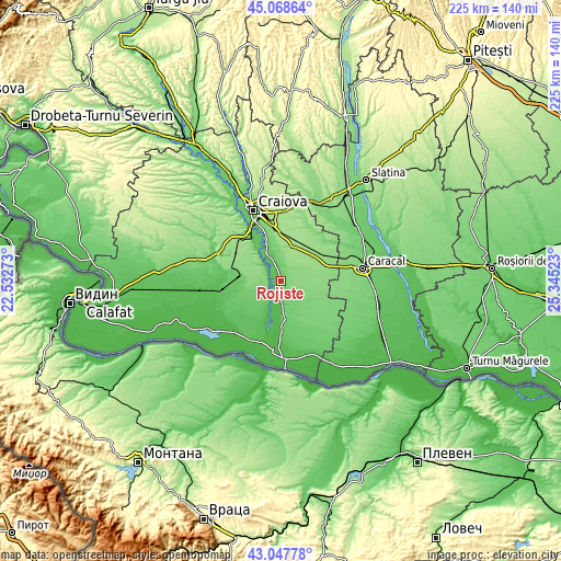 Topographic map of Rojiște