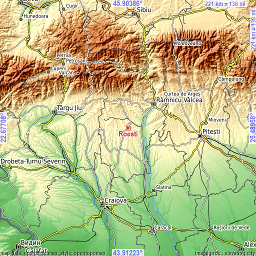 Topographic map of Roeşti