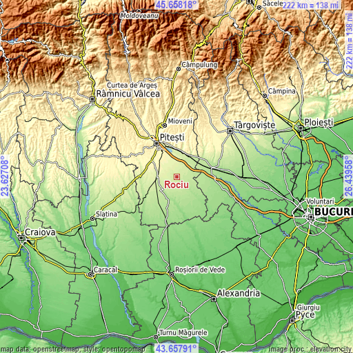 Topographic map of Rociu