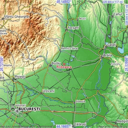 Topographic map of Robeasca