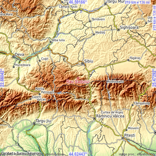 Topographic map of Râu Sadului
