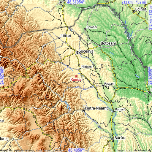 Topographic map of Râşca