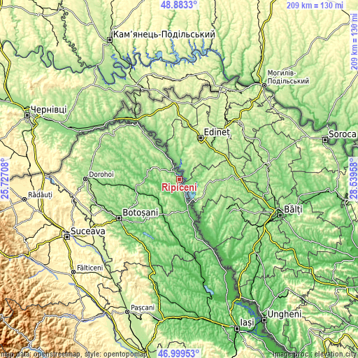 Topographic map of Ripiceni