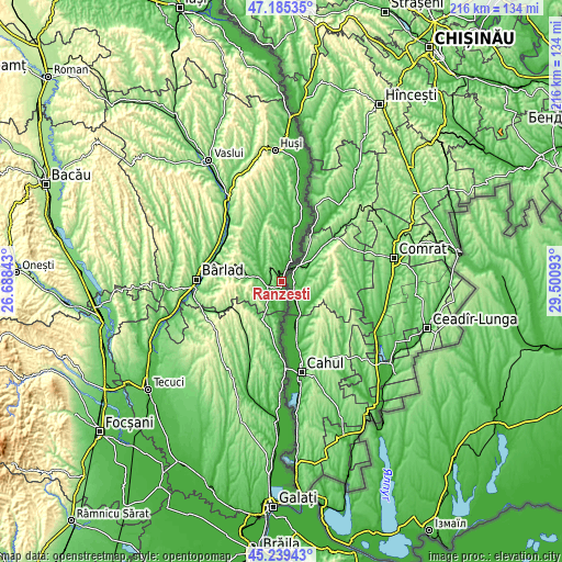 Topographic map of Rânzești