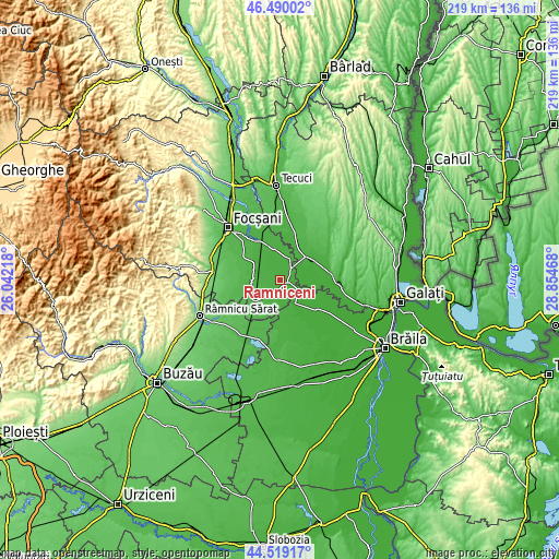 Topographic map of Râmniceni