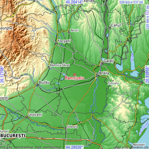 Topographic map of Râmnicelu