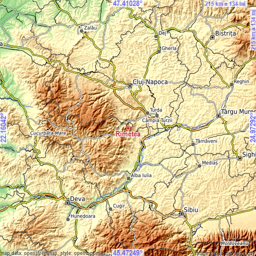 Topographic map of Rimetea