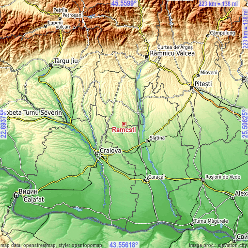 Topographic map of Râmești