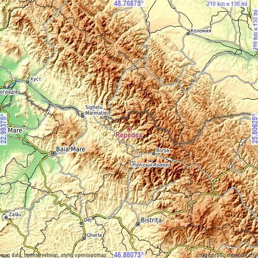 Topographic map of Repedea