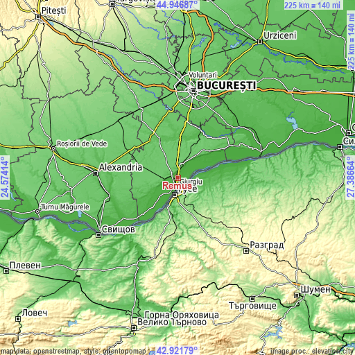 Topographic map of Remuș