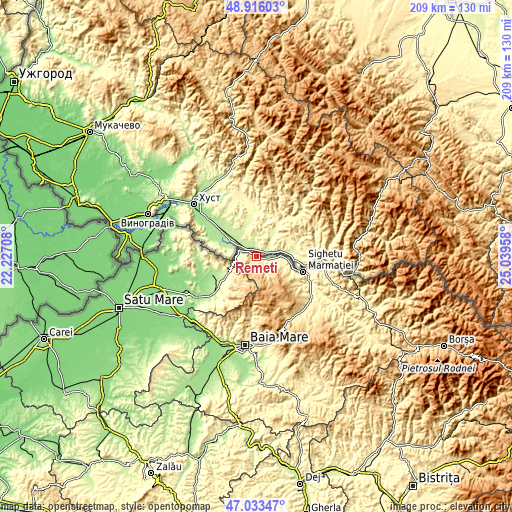 Topographic map of Remeţi