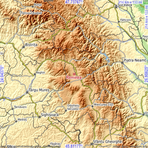 Topographic map of Remetea