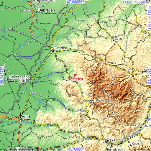 Topographic map of Remetea