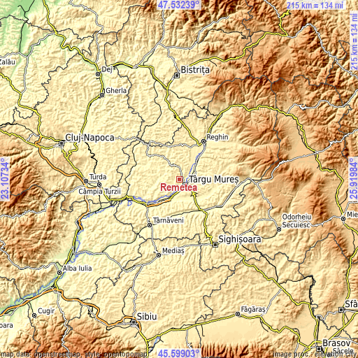 Topographic map of Remetea