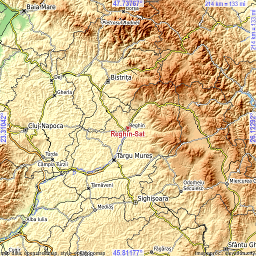 Topographic map of Reghin-Sat